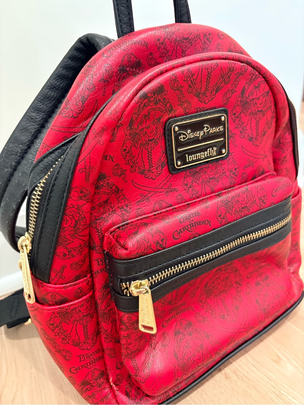 RARE ITEM: Loungefly Disney Red Pirate Mini Backpack with Black Trim